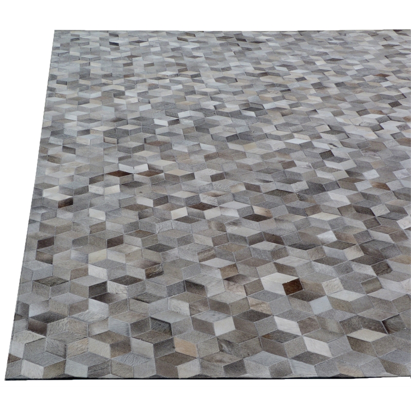 Natural Hide Hand-Tufted Leather Hide Silver 11'6