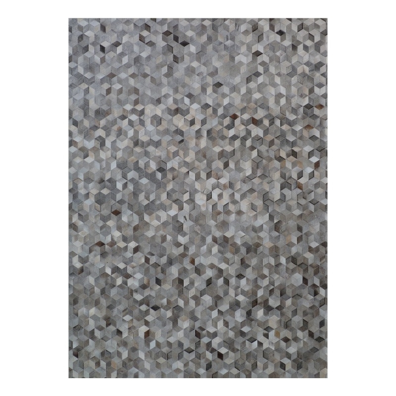 Natural Hide Hand-Tufted Leather Hide Silver 11'6
