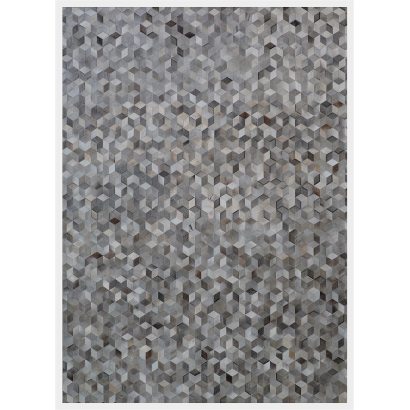 Natural Hide Hand-Tufted Leather Hide Silver 8'x10' Area Rug