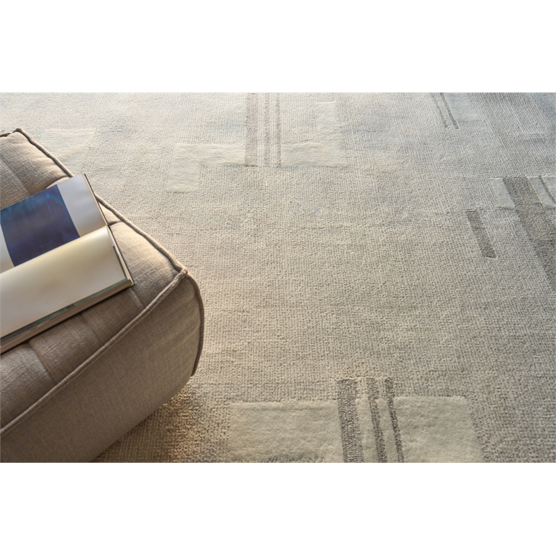 Nicada Hand-Tufted New Zealand Wool Silver/Ivory 9'x12' Area Rug