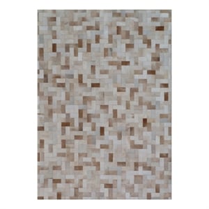 Natural Hide Hand-Tufted Leather Hide Ivory 9'6&quotx13'6&quot Area Rug