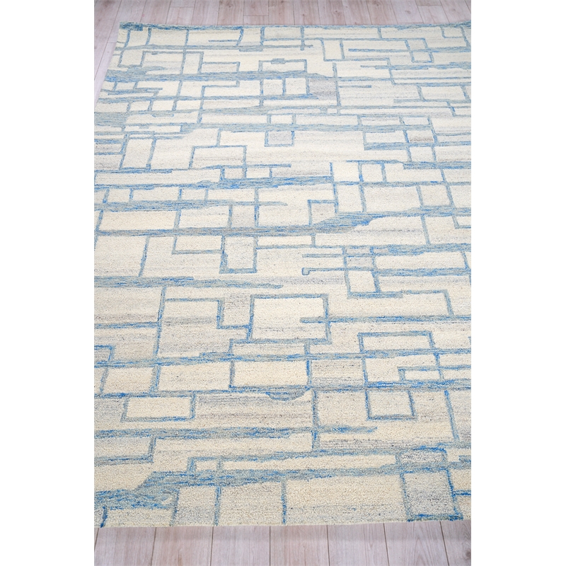Naturals Hand-Tufted New Zealand Wool Blue/Ivory 12'x15' Area Rug