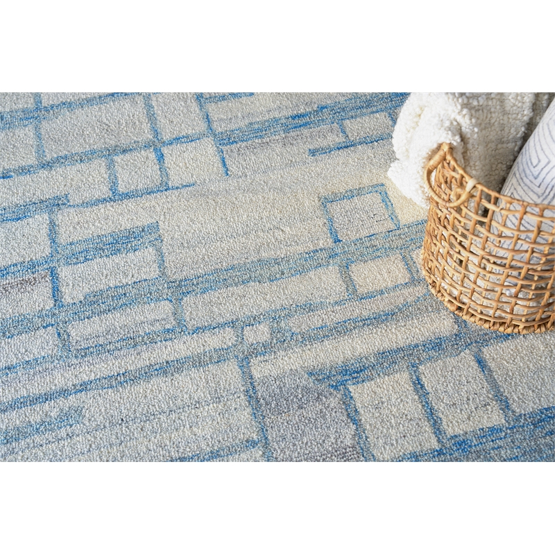 Naturals Hand-Tufted New Zealand Wool Blue/Ivory 12'x15' Area Rug