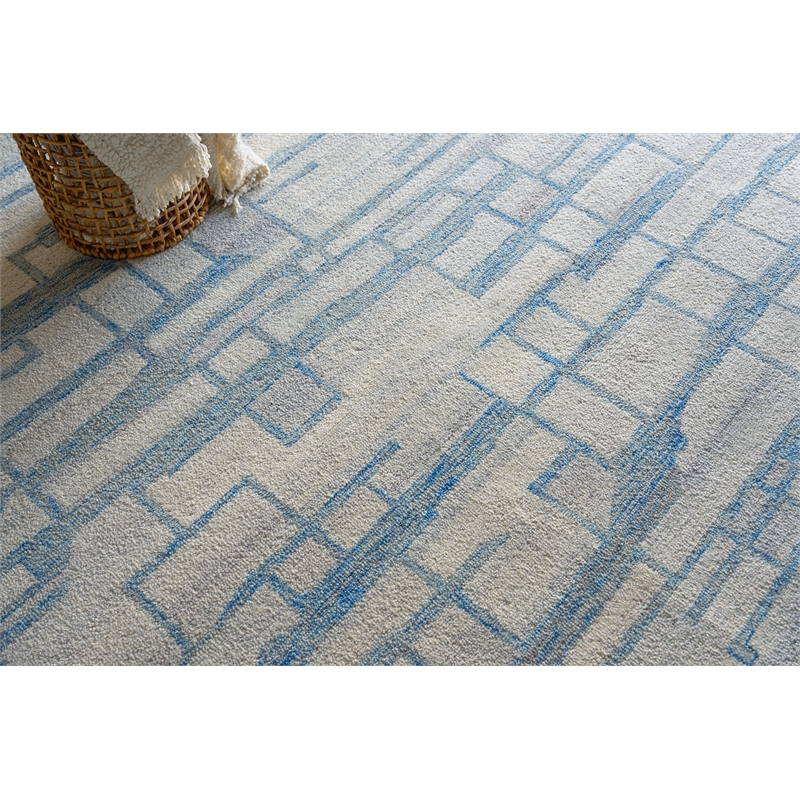 Naturals Hand-Tufted New Zealand Wool Blue/Ivory 12'x15' Area Rug