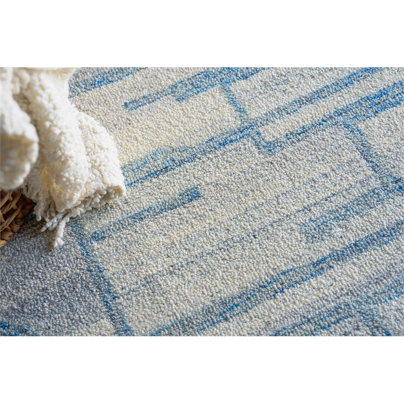 Naturals Hand-Tufted New Zealand Wool Blue/Ivory 12'x15' Area Rug