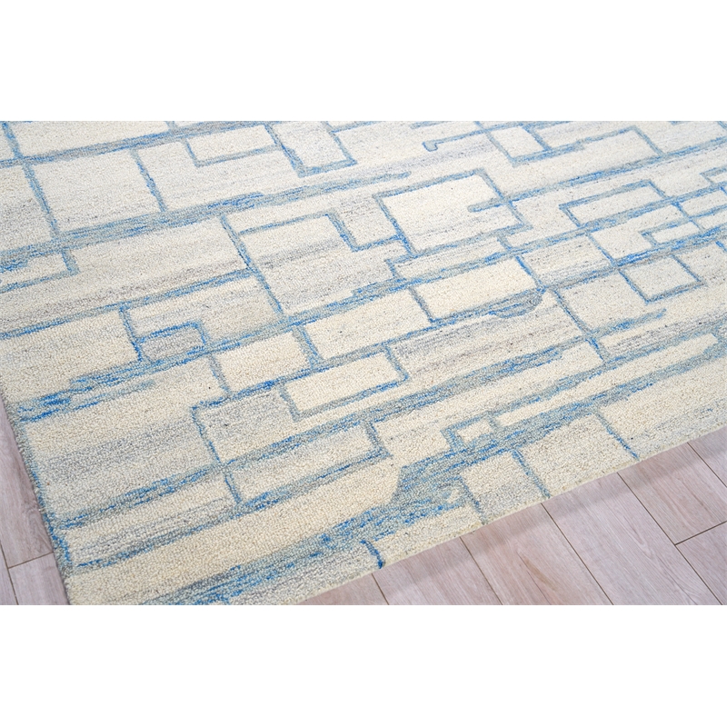 Naturals Hand-Tufted New Zealand Wool Blue/Ivory 6'x9' Area Rug