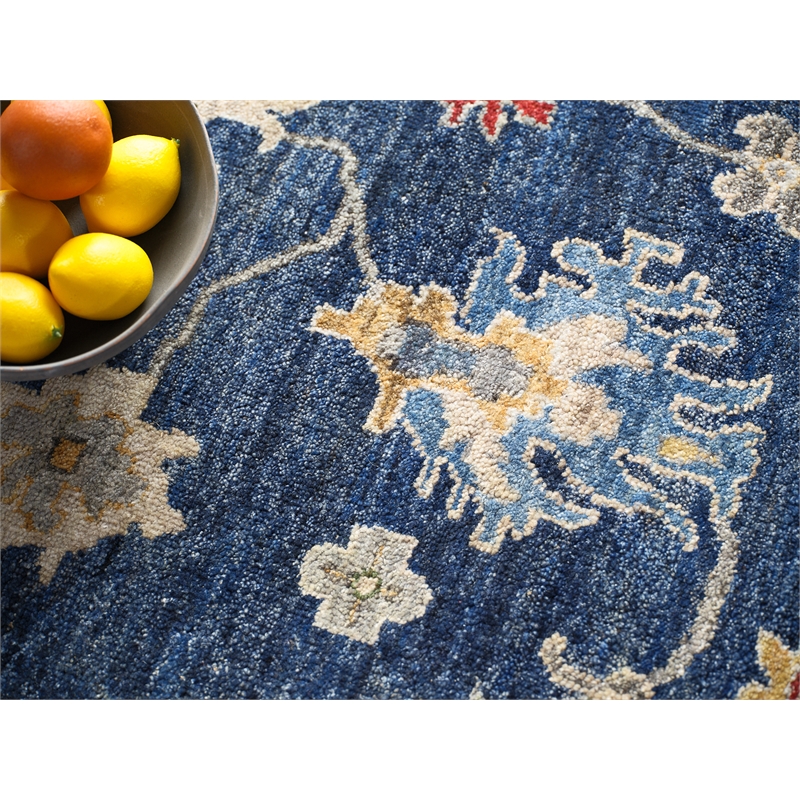 Oxford Hand-Knotted Ghazni Wool Blue 12'x15' Area Rug