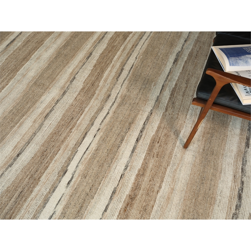 Oslo Hand-Knotted Ghazni Wool Ivory/Brown 12'x15' Area Rug