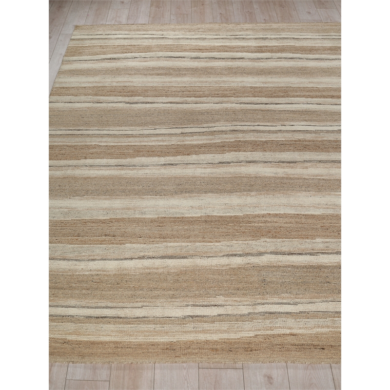 Oslo Hand-Knotted Ghazni Wool Ivory/Brown 9'x12' Area Rug