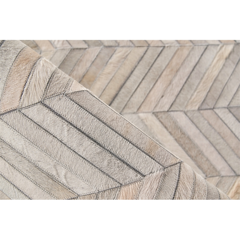 Natural Hide Hand-Tufted Leather Hide Silver 9'6