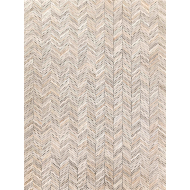 Natural Hide Hand-Tufted Leather Hide Silver 9'6