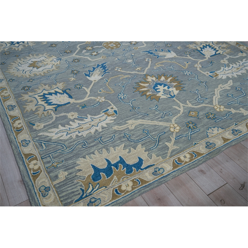 Newport Hand-Tufted New Zealand Wool Gray/Blue 6'x9' Area Rug