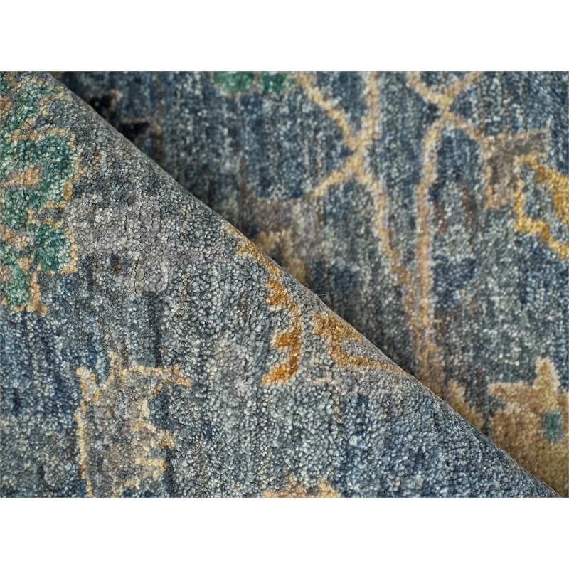 Oxford Hand-Knotted Ghazni Wool Blue 10'x14' Area Rug