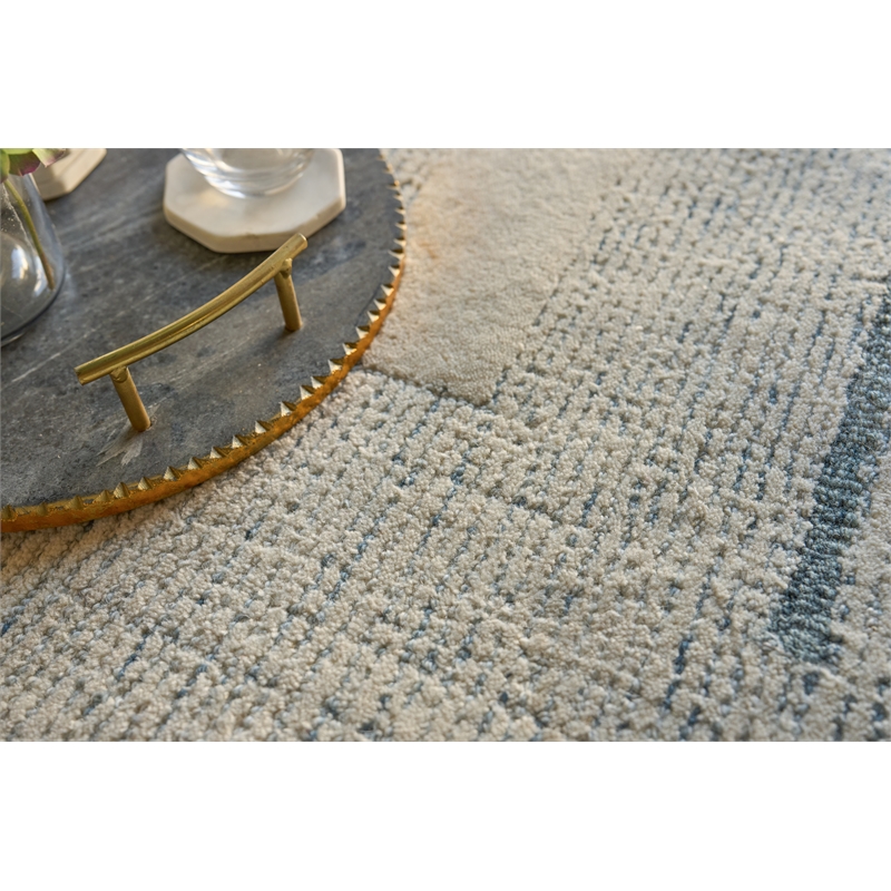 Nicada Hand-Tufted New Zealand Wool Blue/Ivory 10'x14' Area Rug