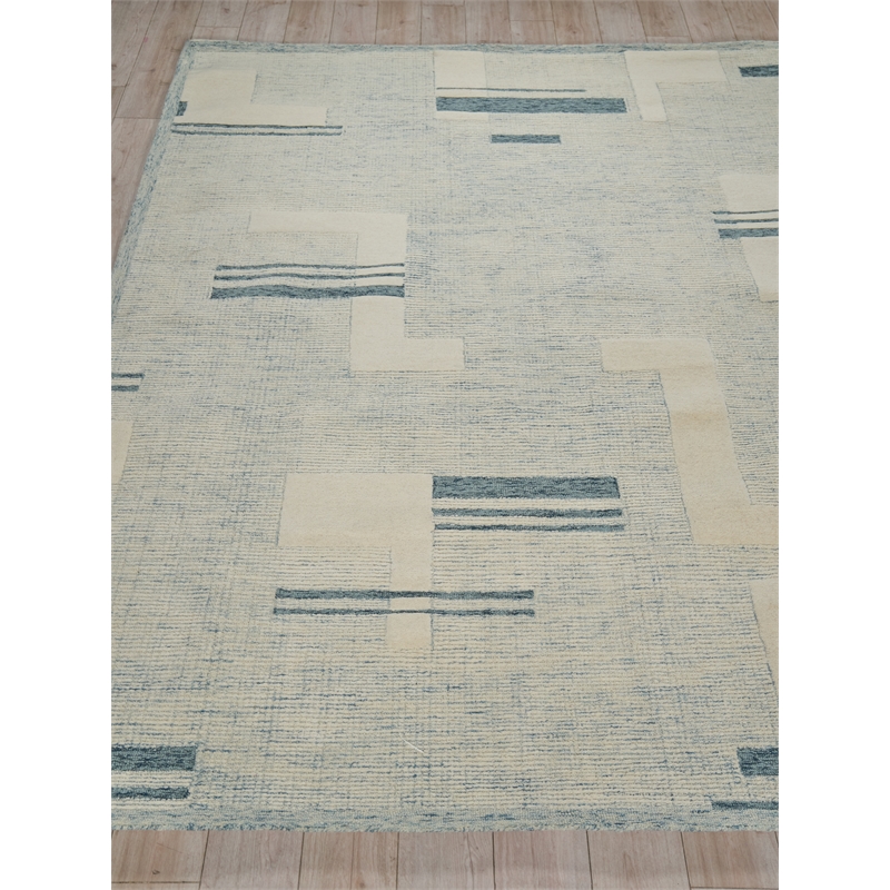 Nicada Hand-Tufted New Zealand Wool Blue/Ivory 8'x10' Area Rug
