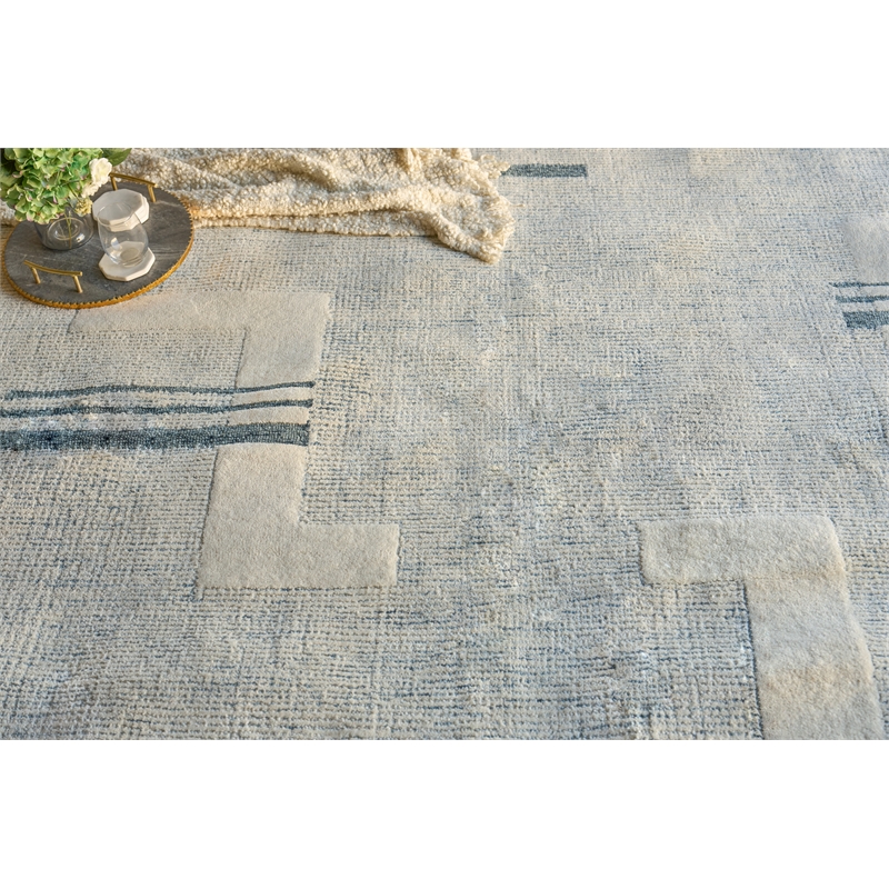 Nicada Hand-Tufted New Zealand Wool Blue/Ivory 8'x10' Area Rug