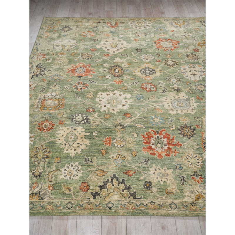 Oxford Hand-Knotted Ghazni Wool Green 6'x9' Area Rug