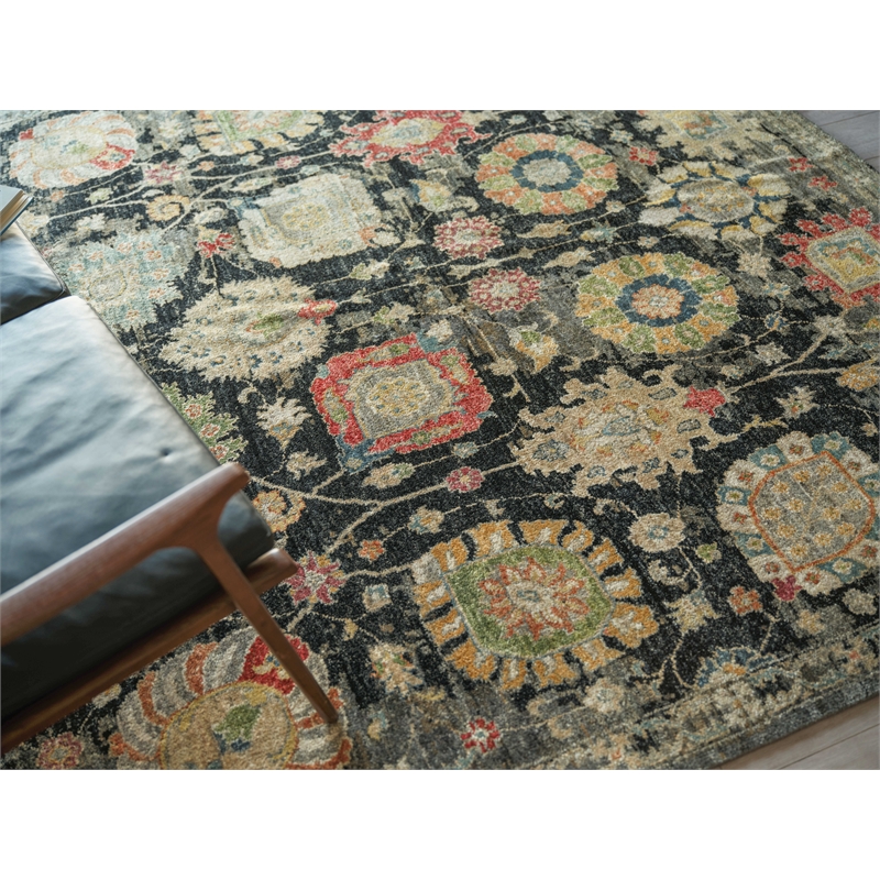 Oxford Hand-Knotted Ghazni Wool Black 9'x12' Area Rug