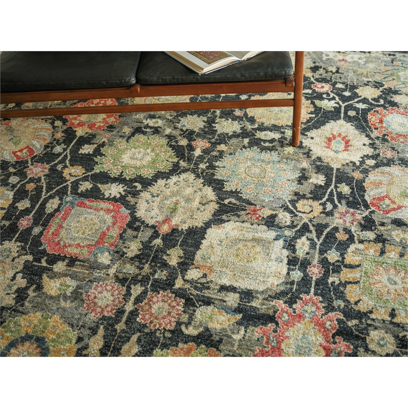 Oxford Hand-Knotted Ghazni Wool Black 9'x12' Area Rug