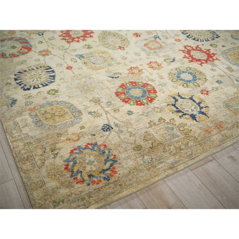 Oxford Hand-Knotted Ghazni Wool Ivory/Gray 10'x14' Area Rug
