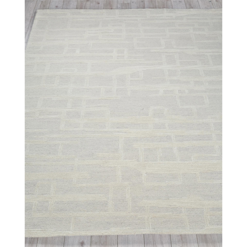 Park City Hand-Tufted New Zealand Wool Silver/Ivory 9'x12' Area Rug
