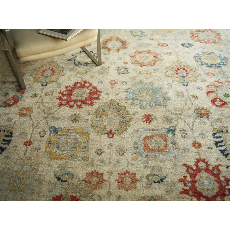 Oxford Hand-Knotted Ghazni Wool Ivory/Gray 12'x15' Area Rug