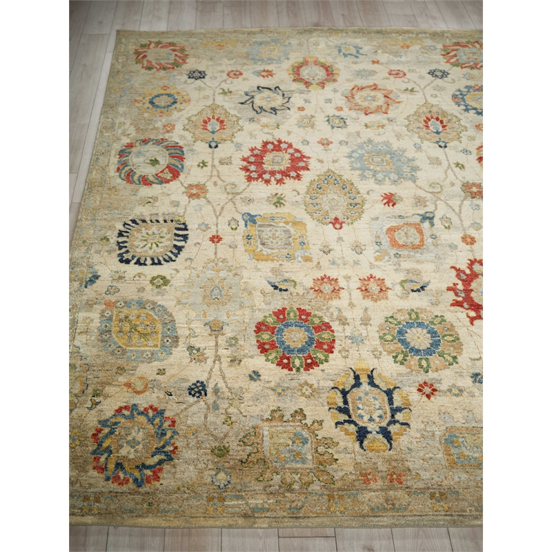 Oxford Hand-Knotted Ghazni Wool Ivory/Gray 6'x9' Area Rug