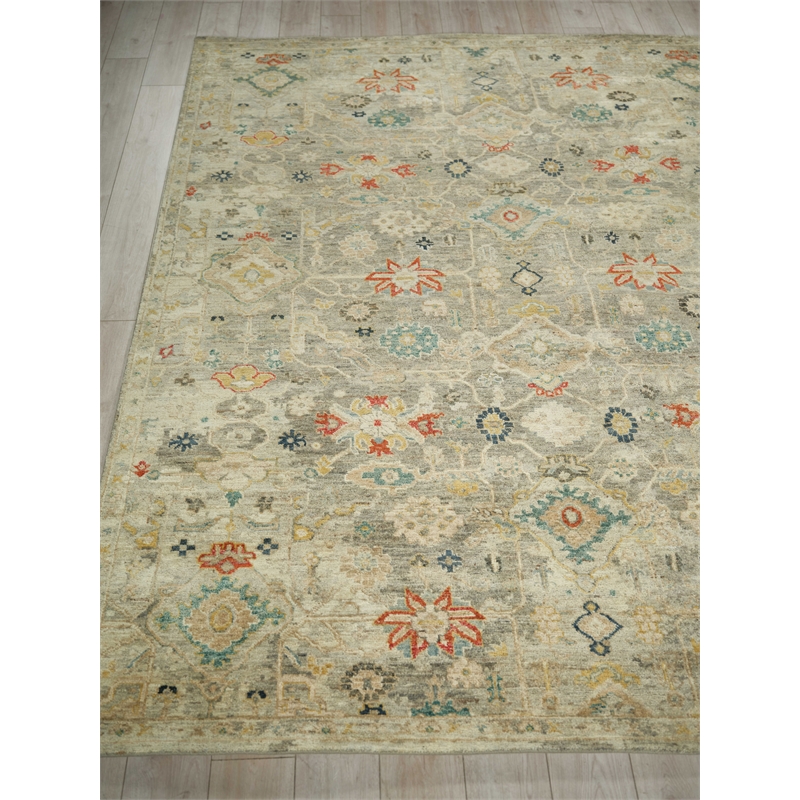 Oxford Hand-Knotted Ghazni Wool Gray 10'x14' Area Rug