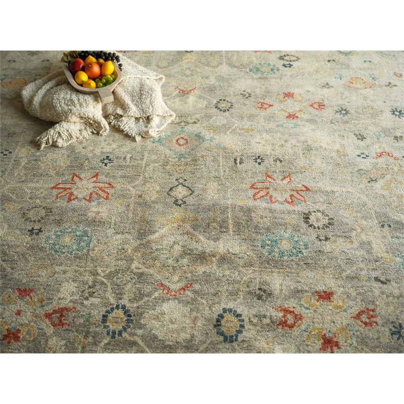 Oxford Hand-Knotted Ghazni Wool Gray 10'x14' Area Rug