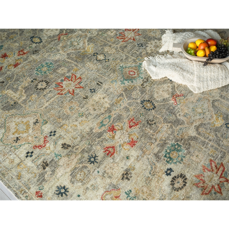 Oxford Hand-Knotted Ghazni Wool Gray 10'x14' Area Rug