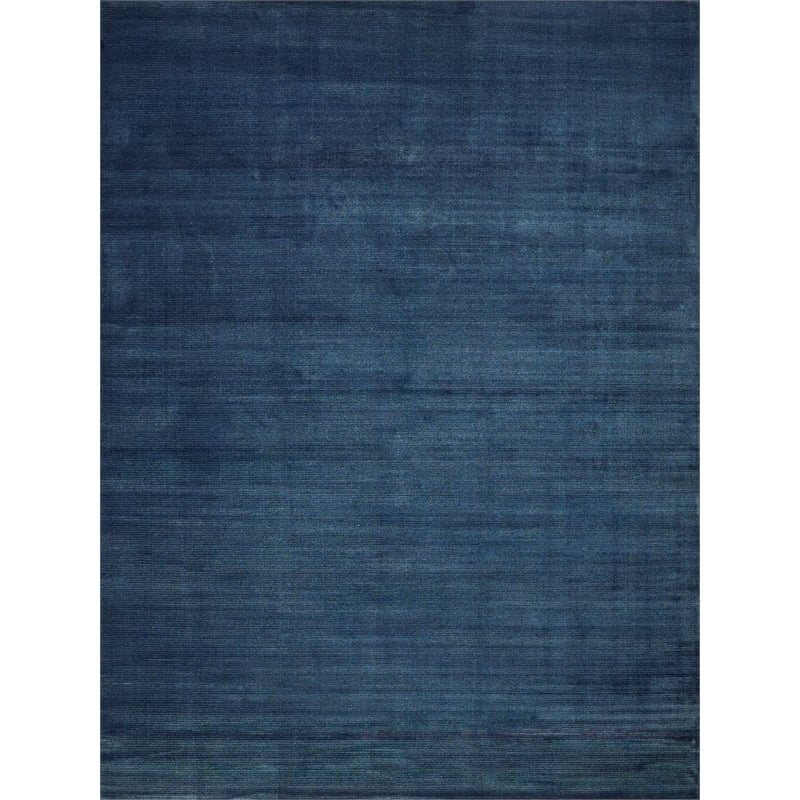 Pavia Modern Handloomed Silky Nylon Navy 2'x3' Area Rug