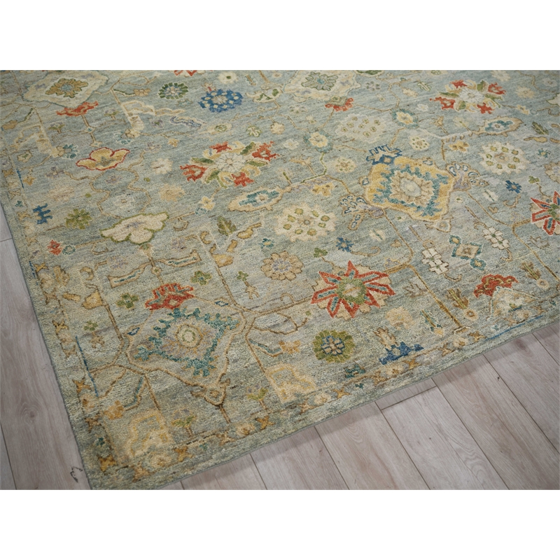 Oxford Hand-Knotted Ghazni Wool Light Blue 14'x18' Area Rug