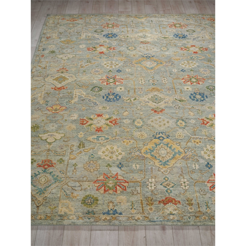 Oxford Hand-Knotted Ghazni Wool Light Blue 14'x18' Area Rug