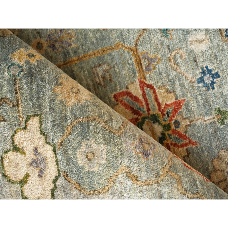 Oxford Hand-Knotted Ghazni Wool Light Blue 14'x18' Area Rug