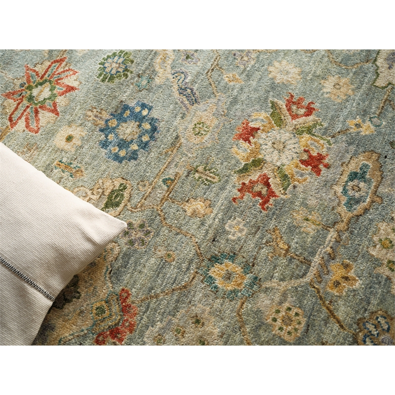 Oxford Hand-Knotted Ghazni Wool Light Blue 14'x18' Area Rug