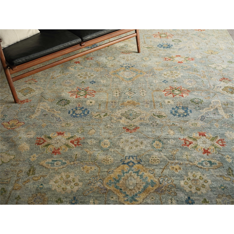 Oxford Hand-Knotted Ghazni Wool Light Blue 14'x18' Area Rug