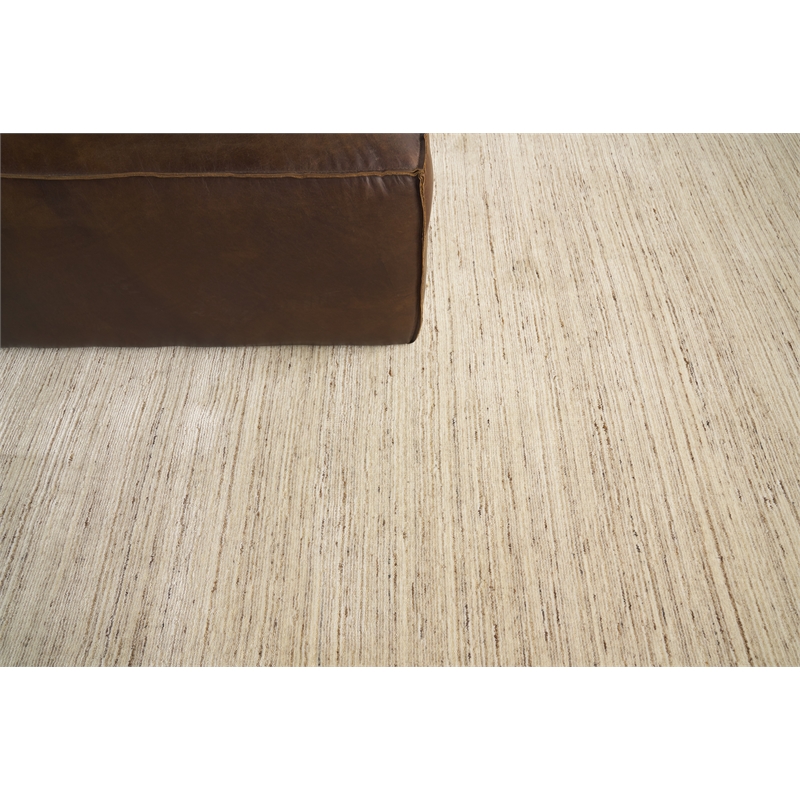 Palazzo Handloomed Wool/Bamboo Silk Light Gray/Beige 12'x15' Area Rug