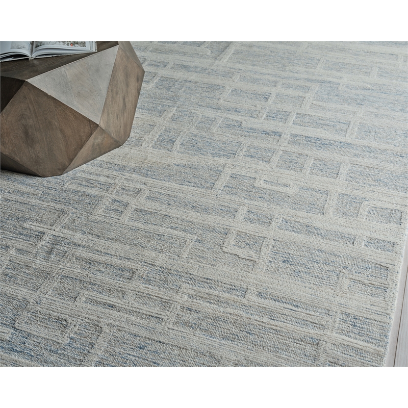 Park City Hand-Tufted New Zealand Wool Blue/Ivory 6'x9' Area Rug