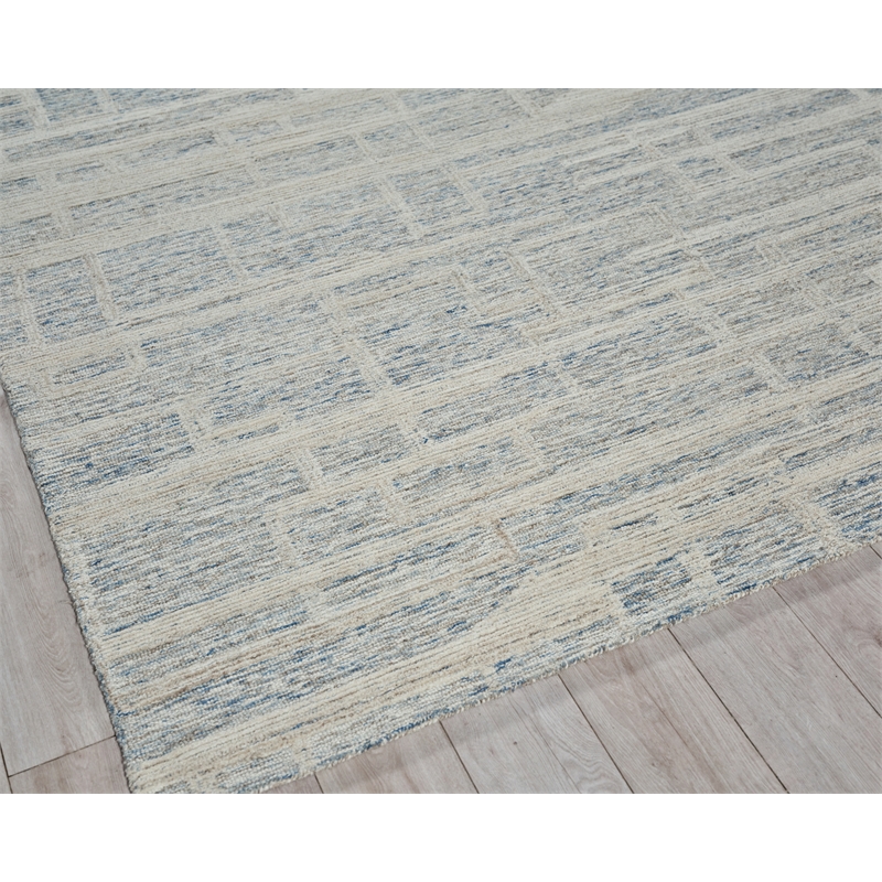 Park City Hand-Tufted New Zealand Wool Blue/Ivory 9'x12' Area Rug