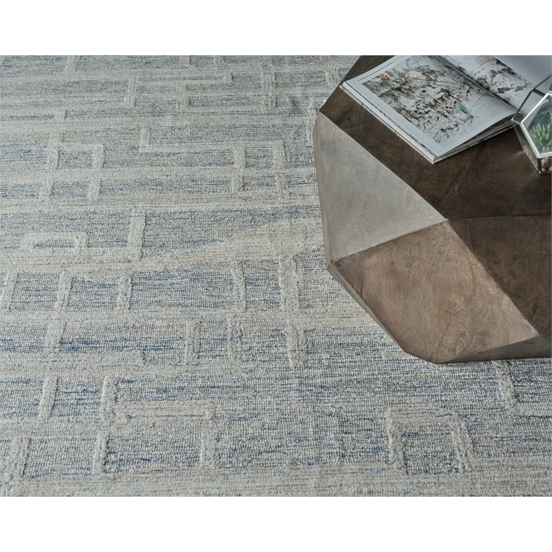 Park City Hand-Tufted New Zealand Wool Blue/Ivory 9'x12' Area Rug