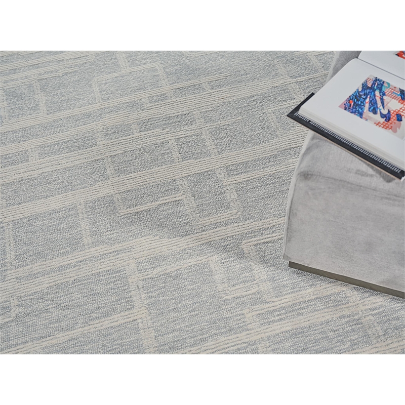 Park City Hand-Tufted New Zealand Wool Light Gray/Ivory 6'x9' Area Rug