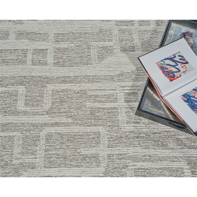 Park City Hand-Tufted New Zealand Wool Beige/Ivory 5'x8' Area Rug