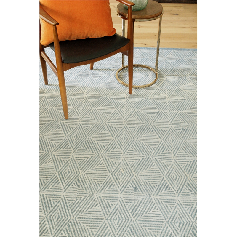Pavilion Flatweave Wool/Polyester Denim 5'x8' Area Rug
