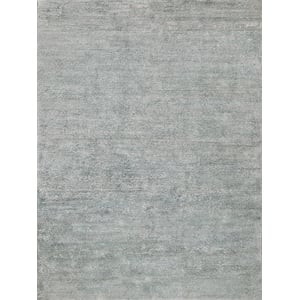 Plush Hand-Knotted Bamboo Silk/Mohair Gray 2'x3' Area Rug