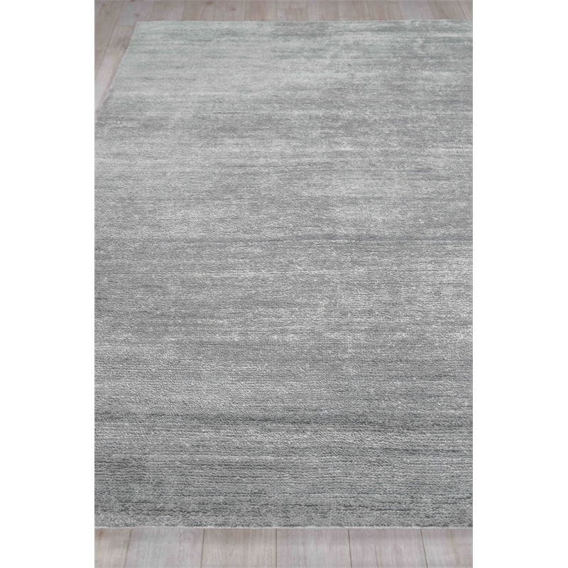Plush Hand-Knotted Bamboo Silk/Wool Dark Silver 10'x14' Area Rug
