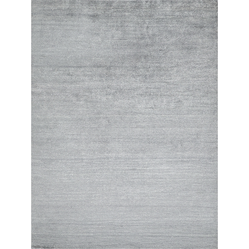 Plush Hand-Knotted Bamboo Silk/Wool Dark Silver 9'x12' Area Rug