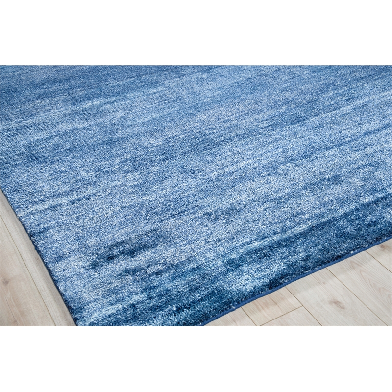 Plush Hand-Knotted Bamboo Silk/Wool Navy 12'x15' Area Rug