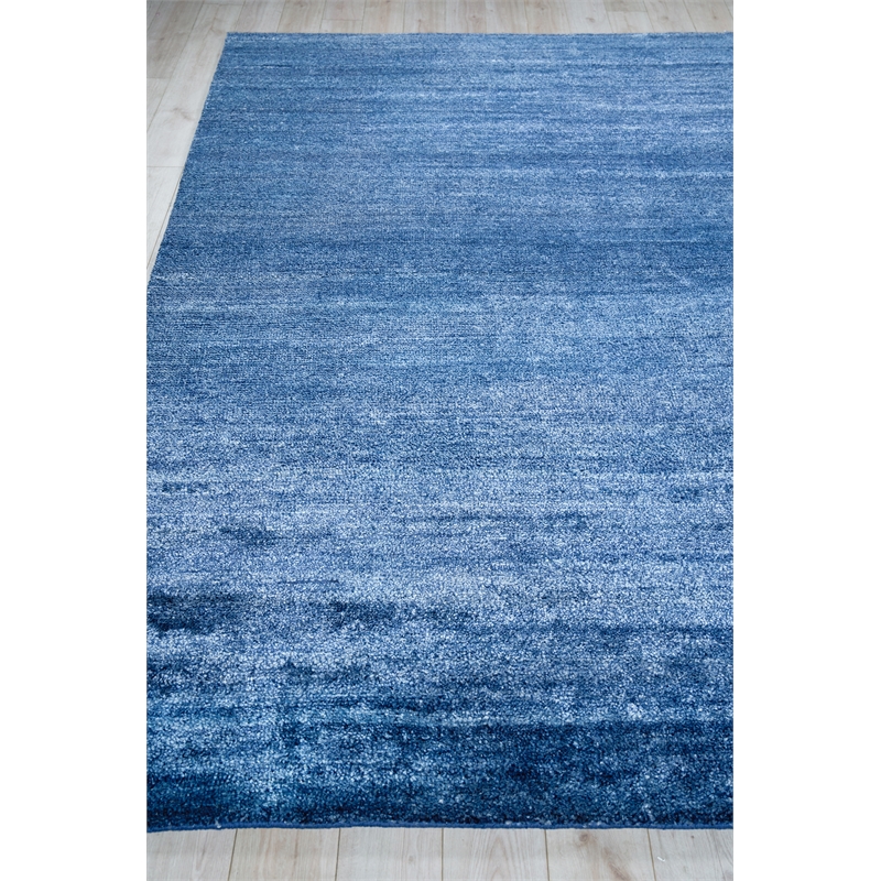 Plush Hand-Knotted Bamboo Silk/Wool Navy 12'x15' Area Rug