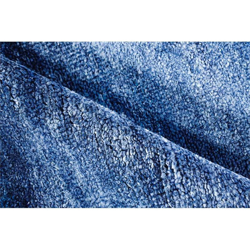 Plush Hand-Knotted Bamboo Silk/Wool Navy 12'x15' Area Rug