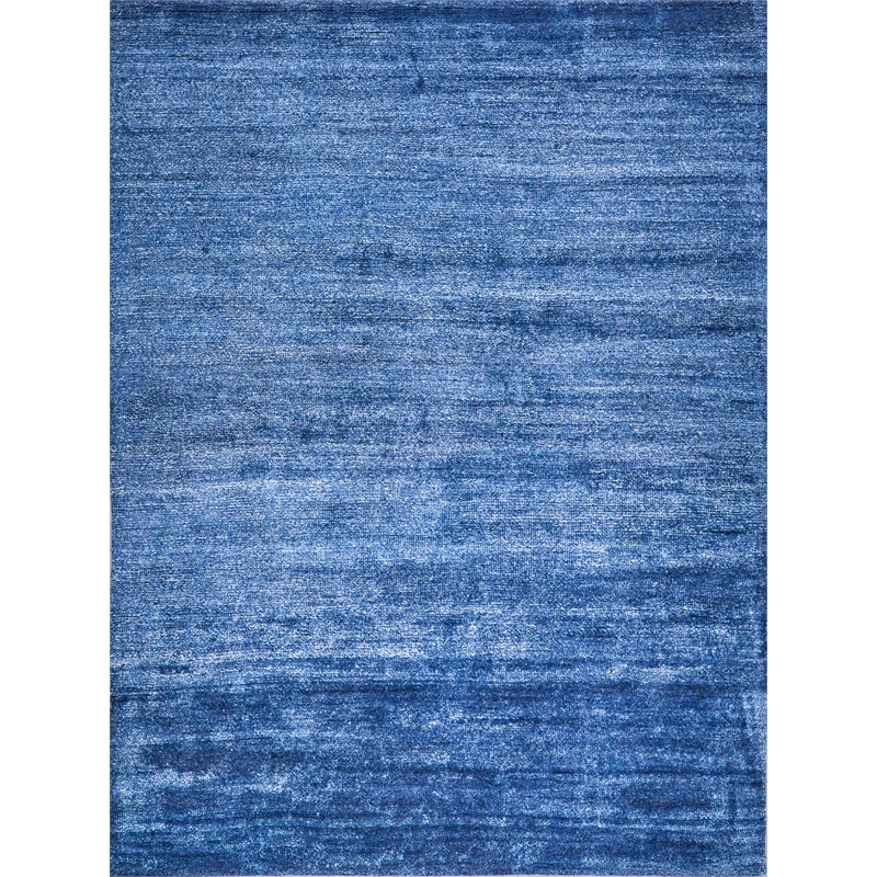 Plush Hand-Knotted Bamboo Silk/Wool Navy 12'x15' Area Rug